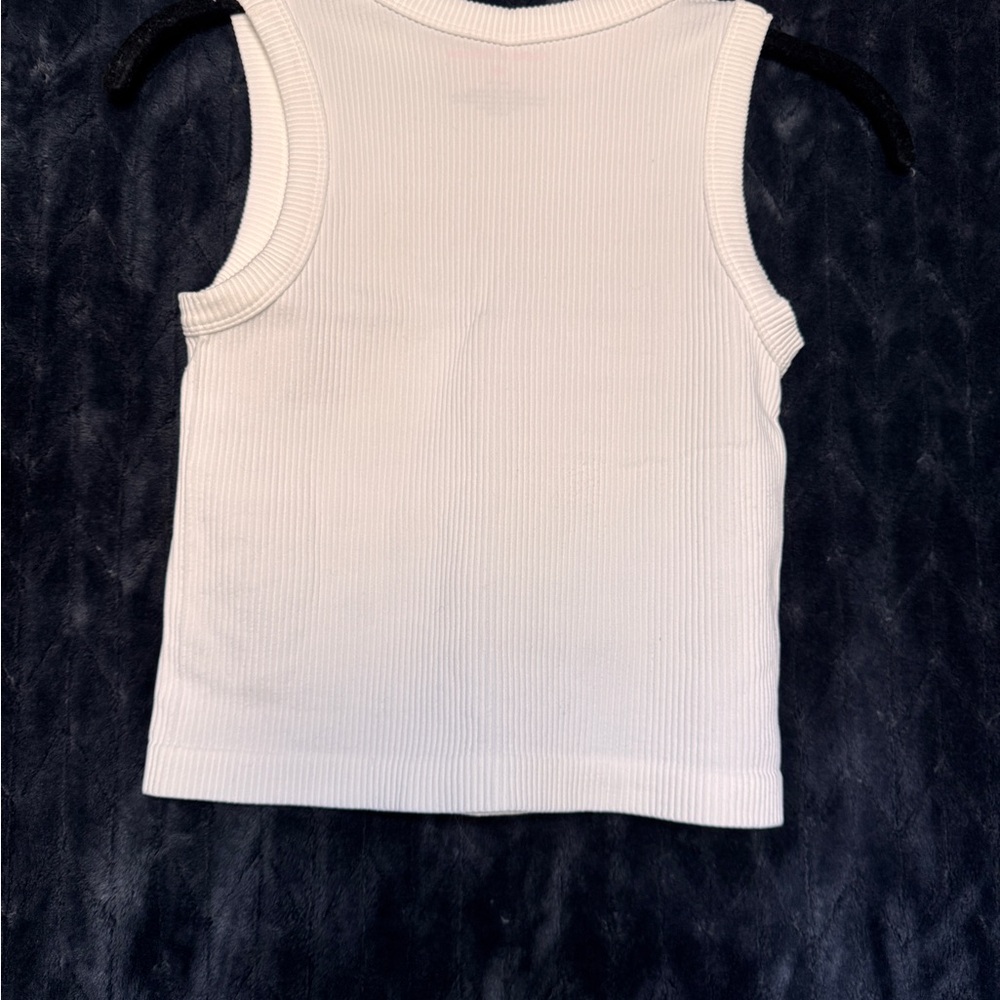 Women's White Ribbed Tank Top